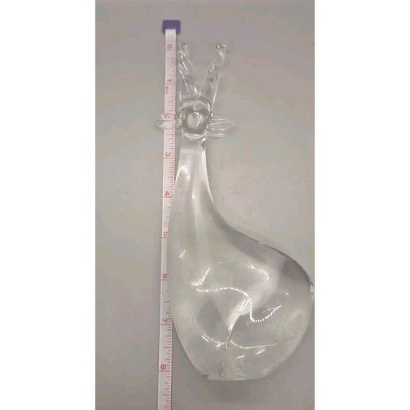 Set Of 2 Crystal Clear Art Glass Christmas Reindeer Solid Glass Taiwan - Picture 6 of 6